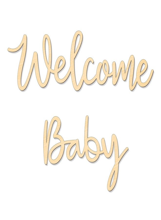 Bnesi Wooden Welcome Baby Sign Wood Color Baby Shower Sign for Baby Birthday Cutout Letters Party Welcome Baby Banner Sign for Backdrop Lovely Nursery Decor (Large 2) - Image 1
